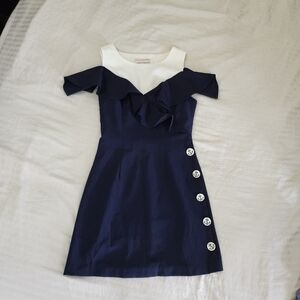 Aviva On Earth Cold Shoulder Ruffle Neckline Sailor Style Dress size 36/ Small